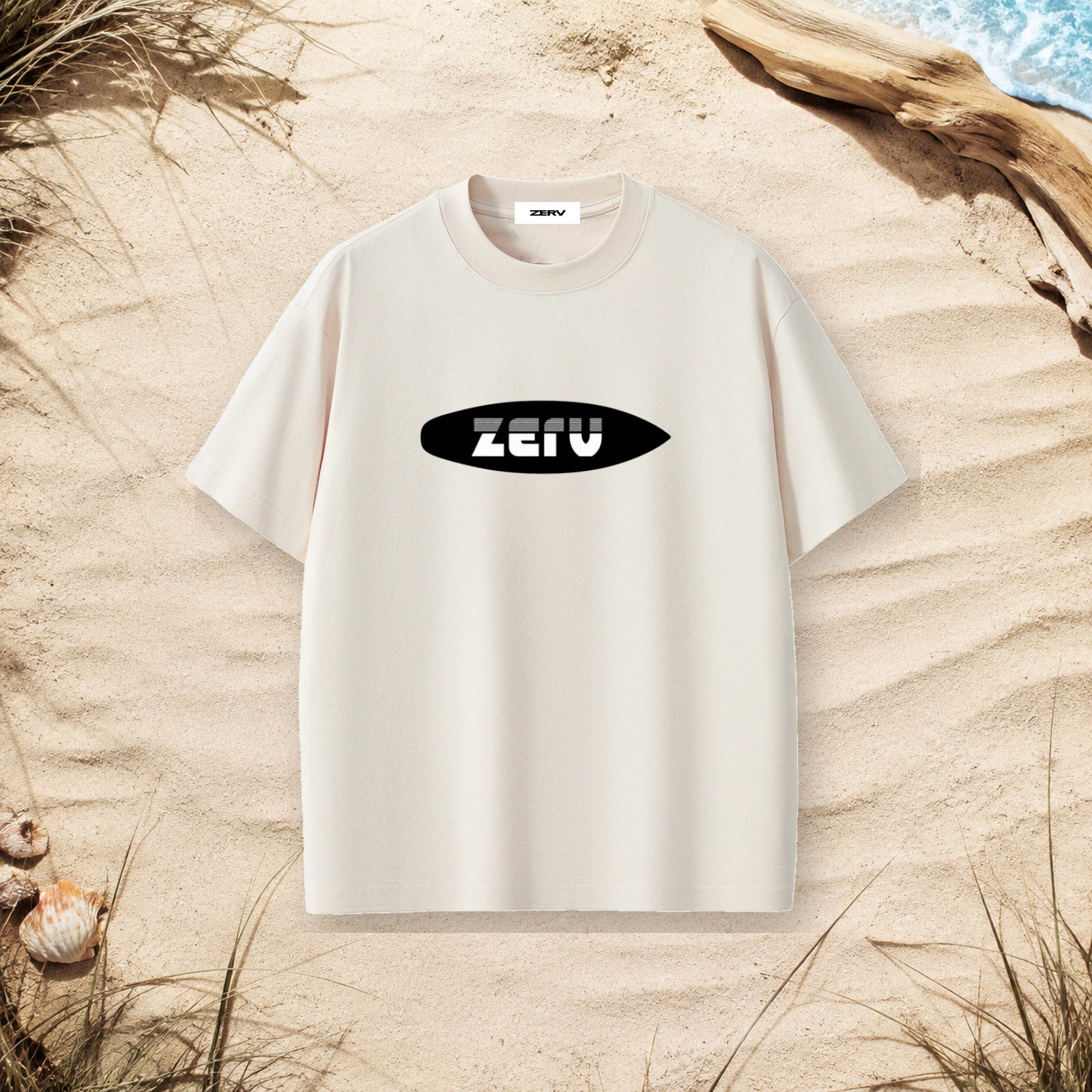 ZERV Black Board Logo Heavyweight Surf Tee