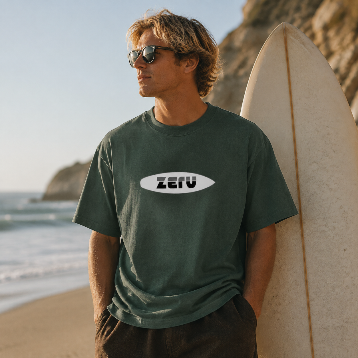 ZERV White Board Logo Heavyweight Surf Tee