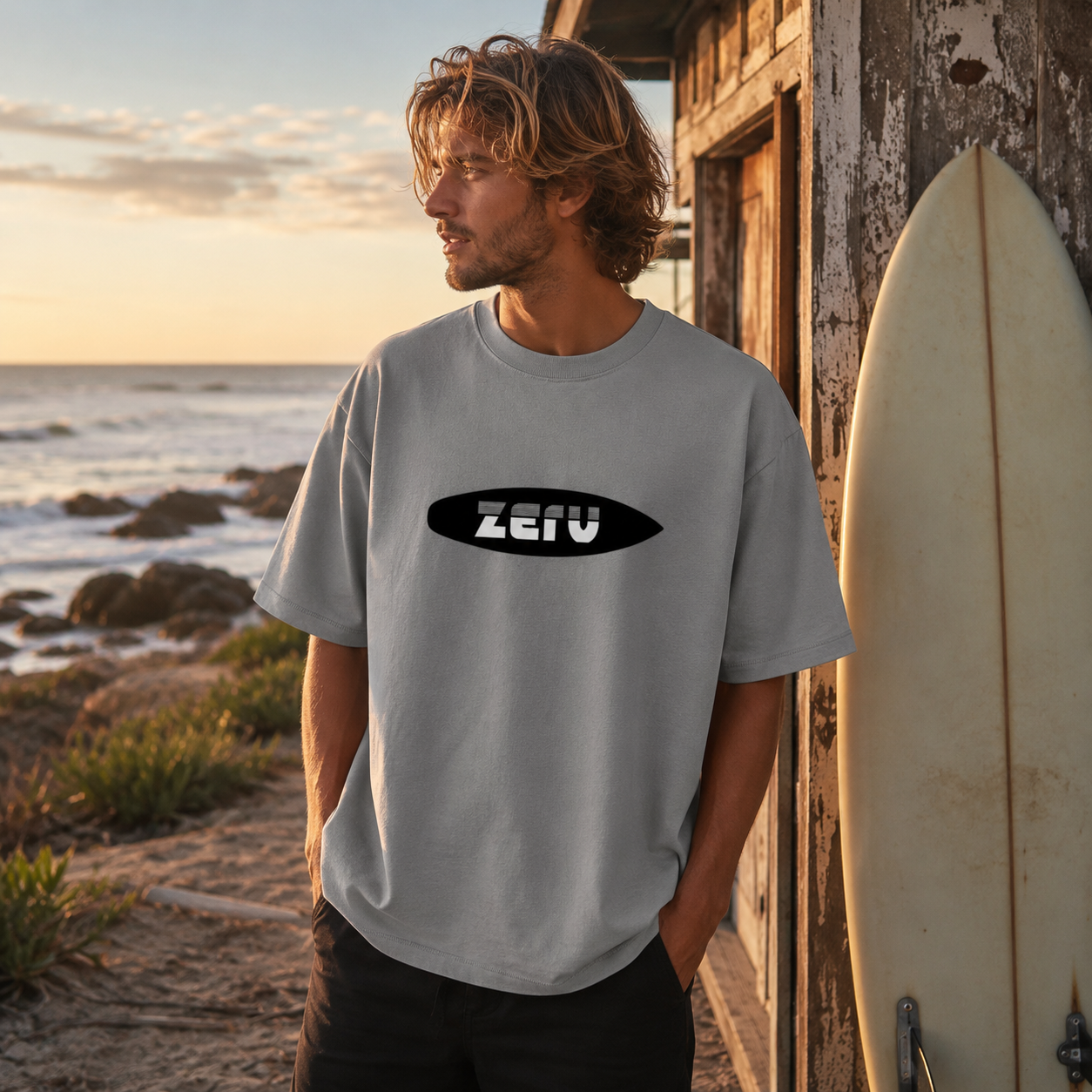 ZERV Black Board Logo Heavyweight Surf Tee