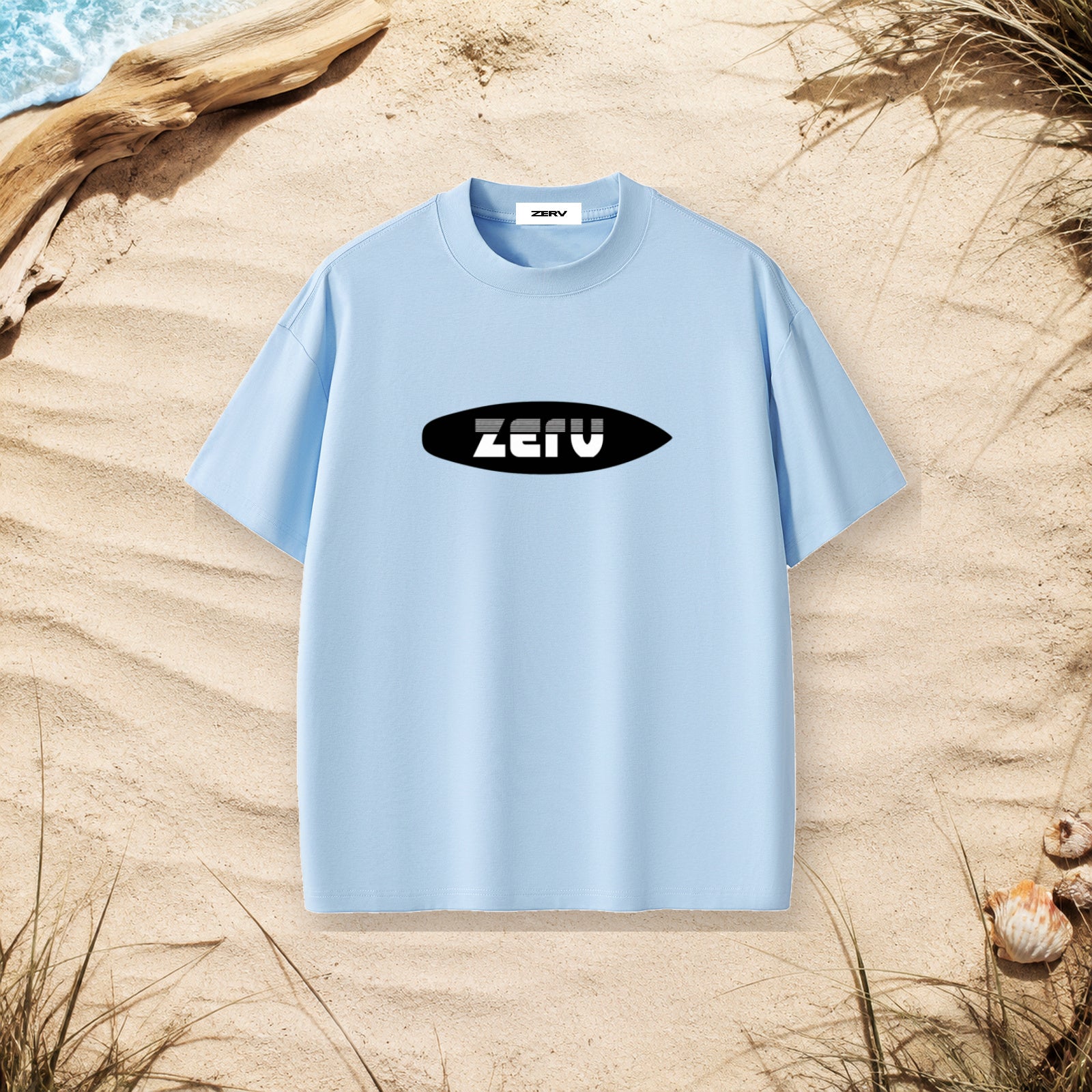ZERV Black Board Logo Heavyweight Surf Tee