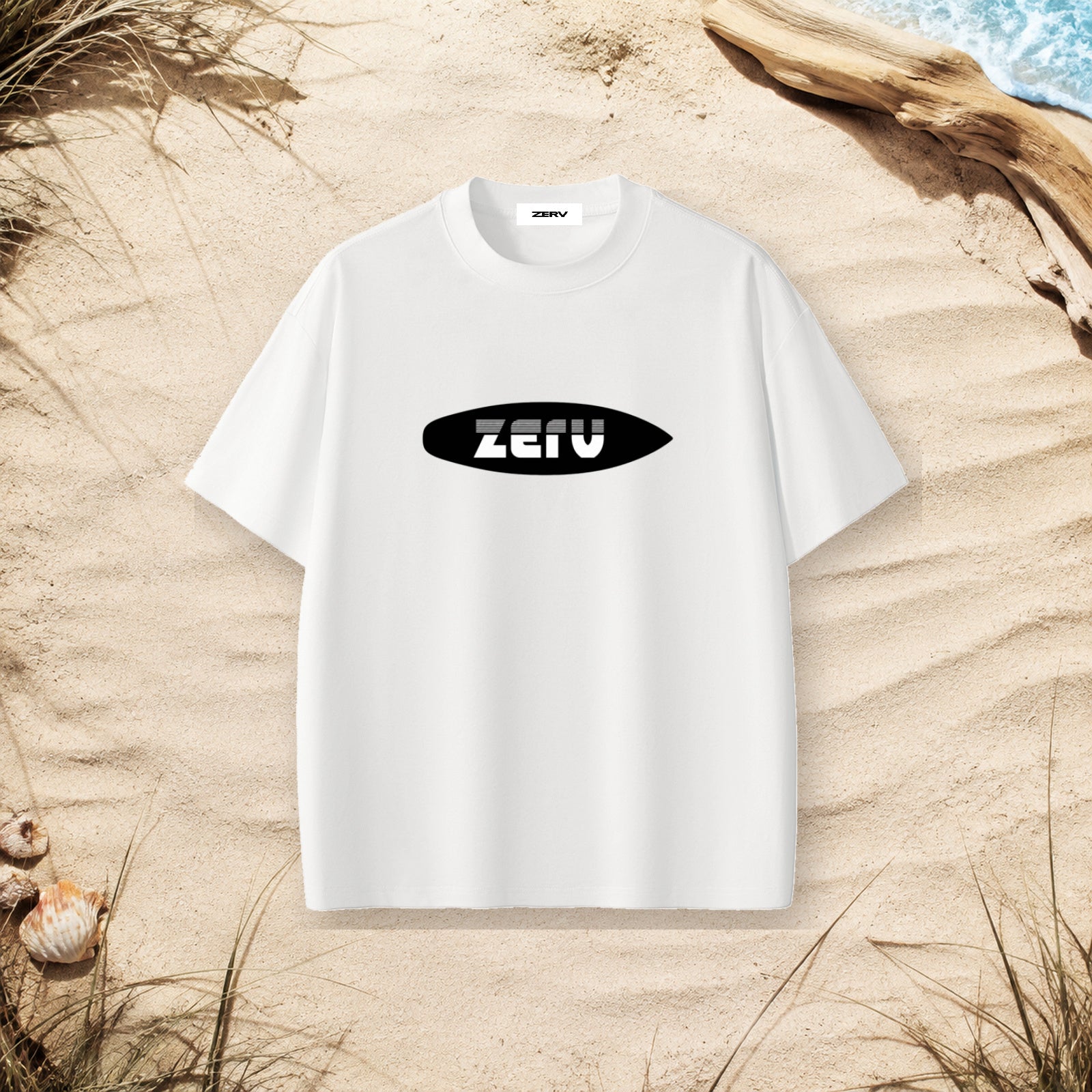 ZERV Black Board Logo Heavyweight Surf Tee