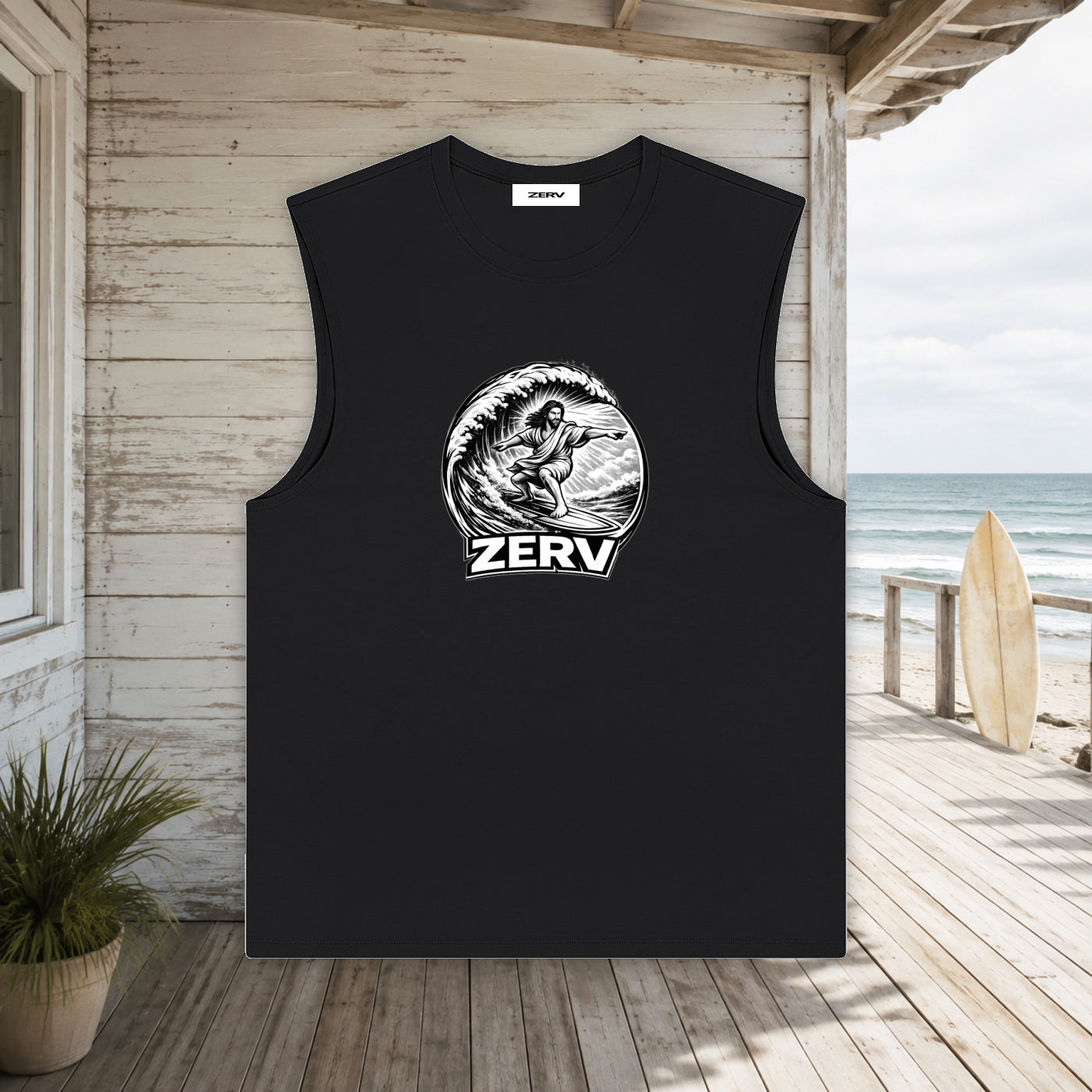 ZERV Surfing Jesus Athletic Tank Top