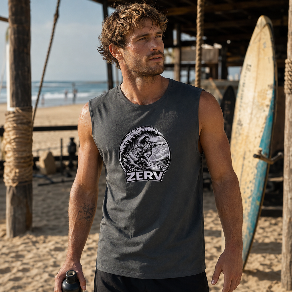ZERV Surfing Jesus Athletic Tank Top