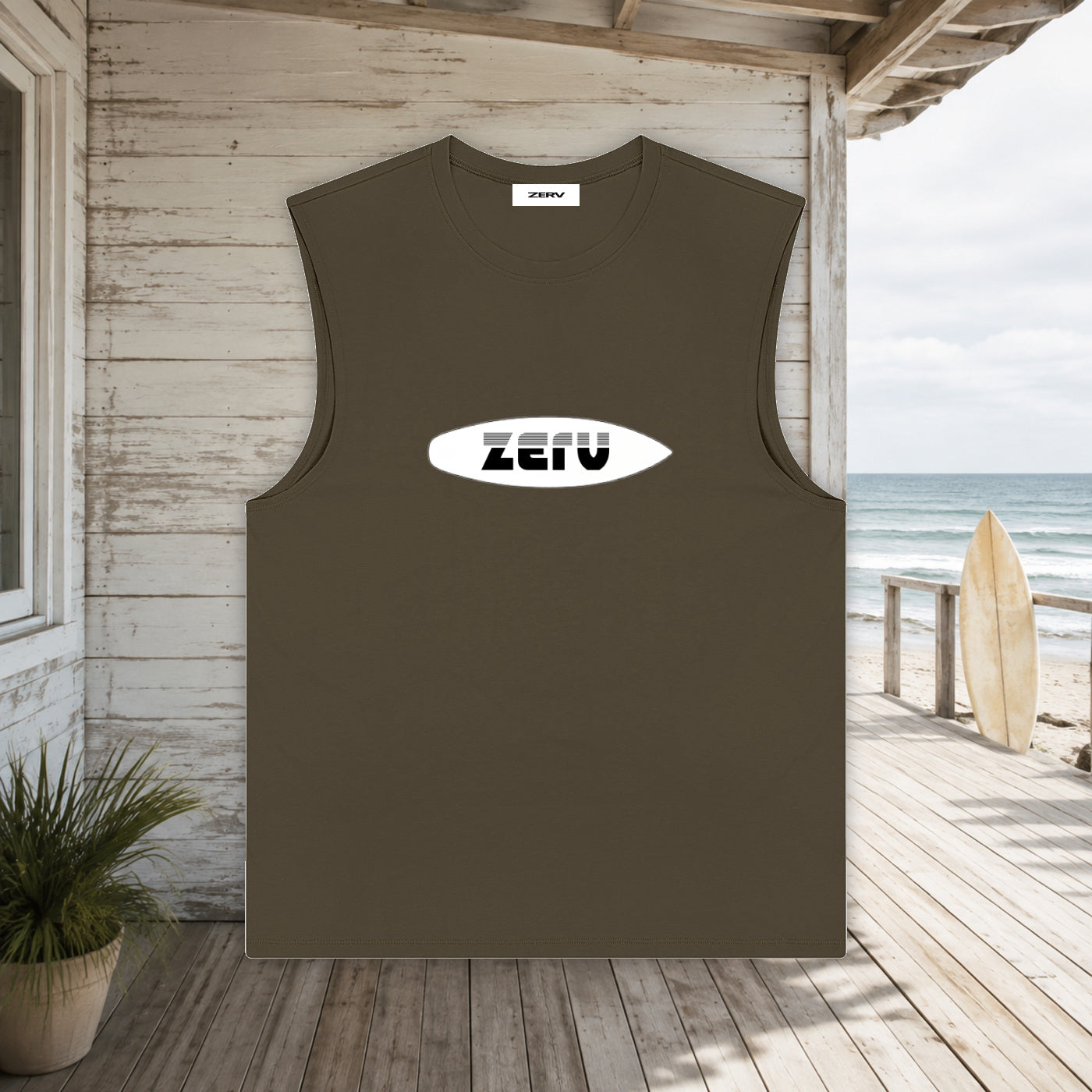 ZERV White Board Logo Athletic Tank Top
