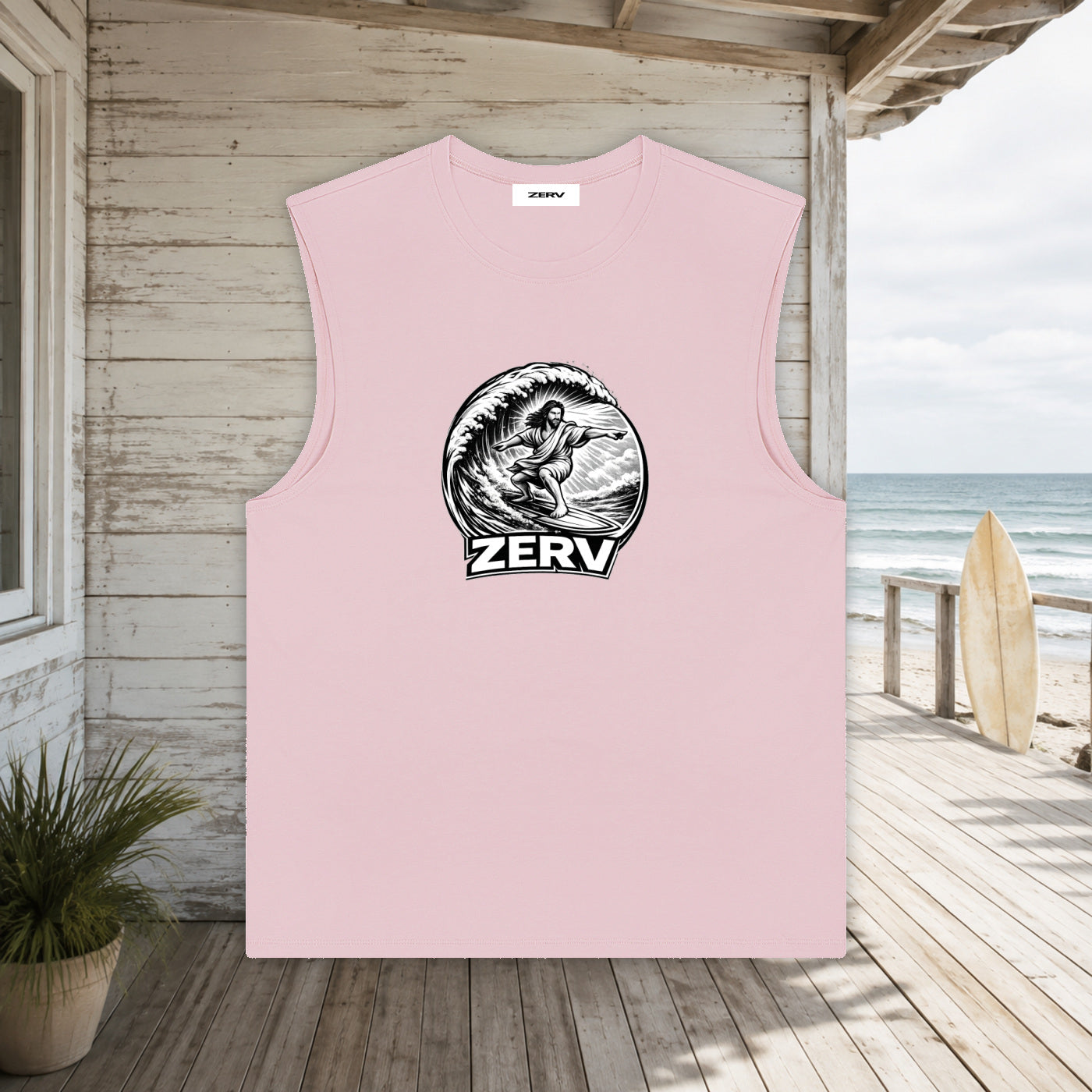 ZERV Surfing Jesus Athletic Tank Top