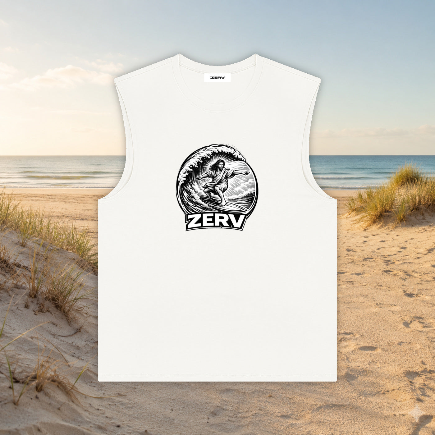 ZERV Surfing Jesus Athletic Tank Top